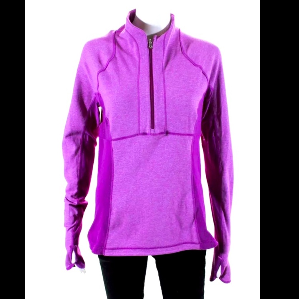 Lululemon Womens Knit Athletic 1/2 Zip Mock Neck Pullover Top Pink Size S